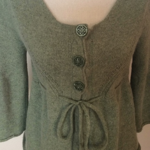 Fenn Wright Manson Olive Green Wool Cardigan Sz-L - Picture 3 of 6